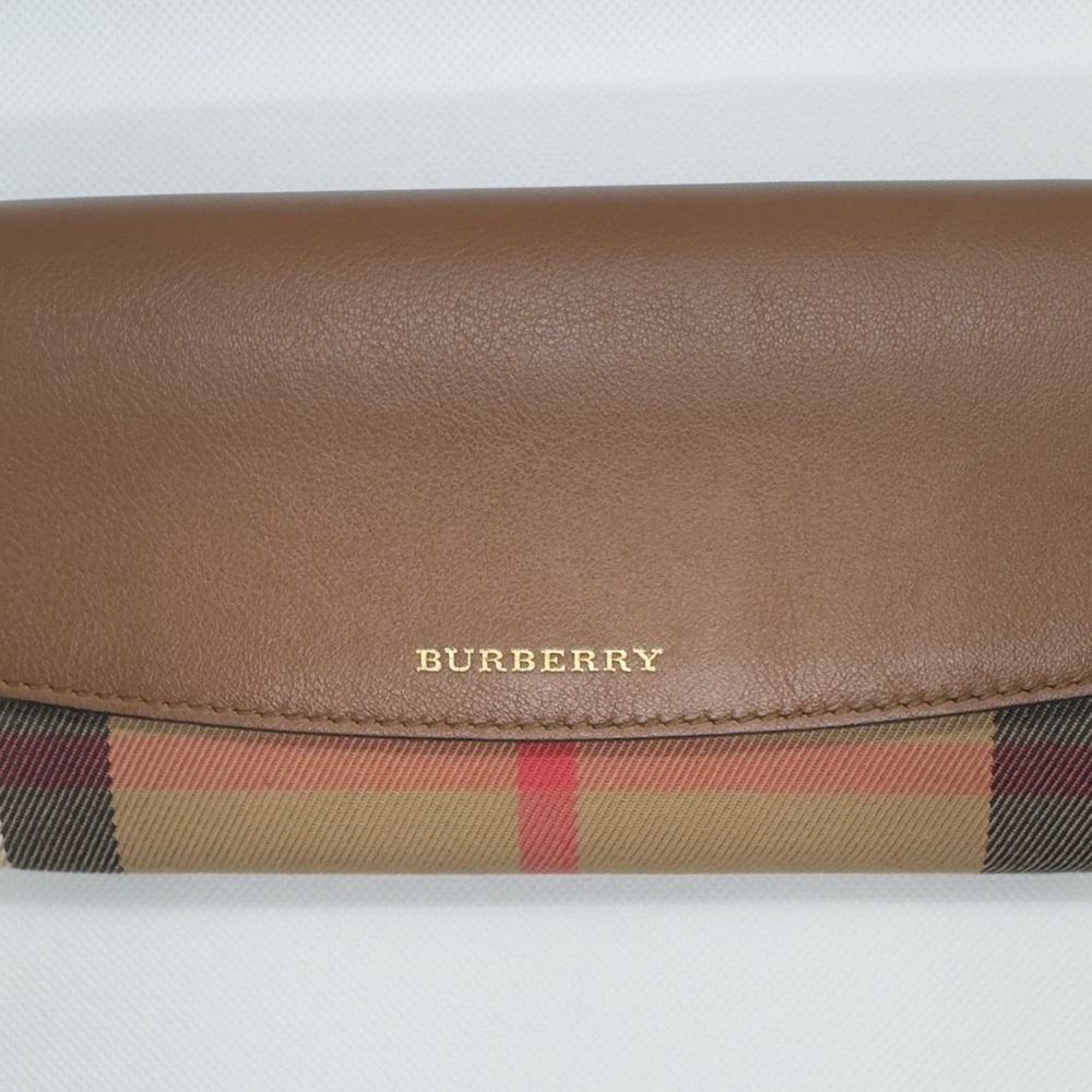 BURBERRY Nova Check Leather Long Wallet Beige Brown